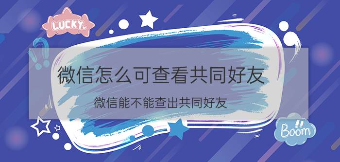 微信怎么可查看共同好友 微信能不能查出共同好友？